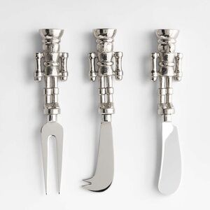New! Crate&Barrel Stainless Steel Nutcracker Cheeseboard Cheese Knives, set of 3